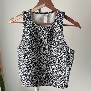 Balance Collection Black and White Animal Print Tank Top